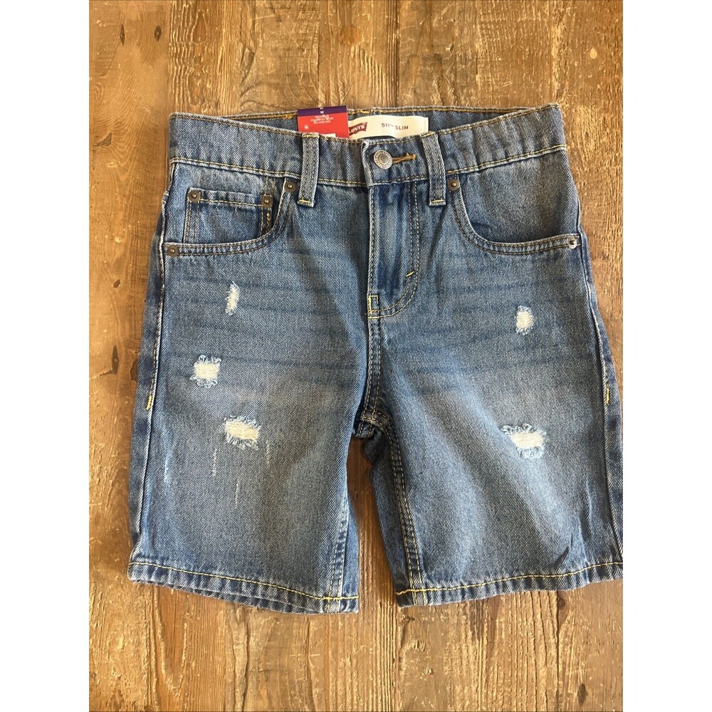 Boys Kids Levi’s 511 Denim Blue Jean Shorts Size 10 Adjustable Waist Slim NWT